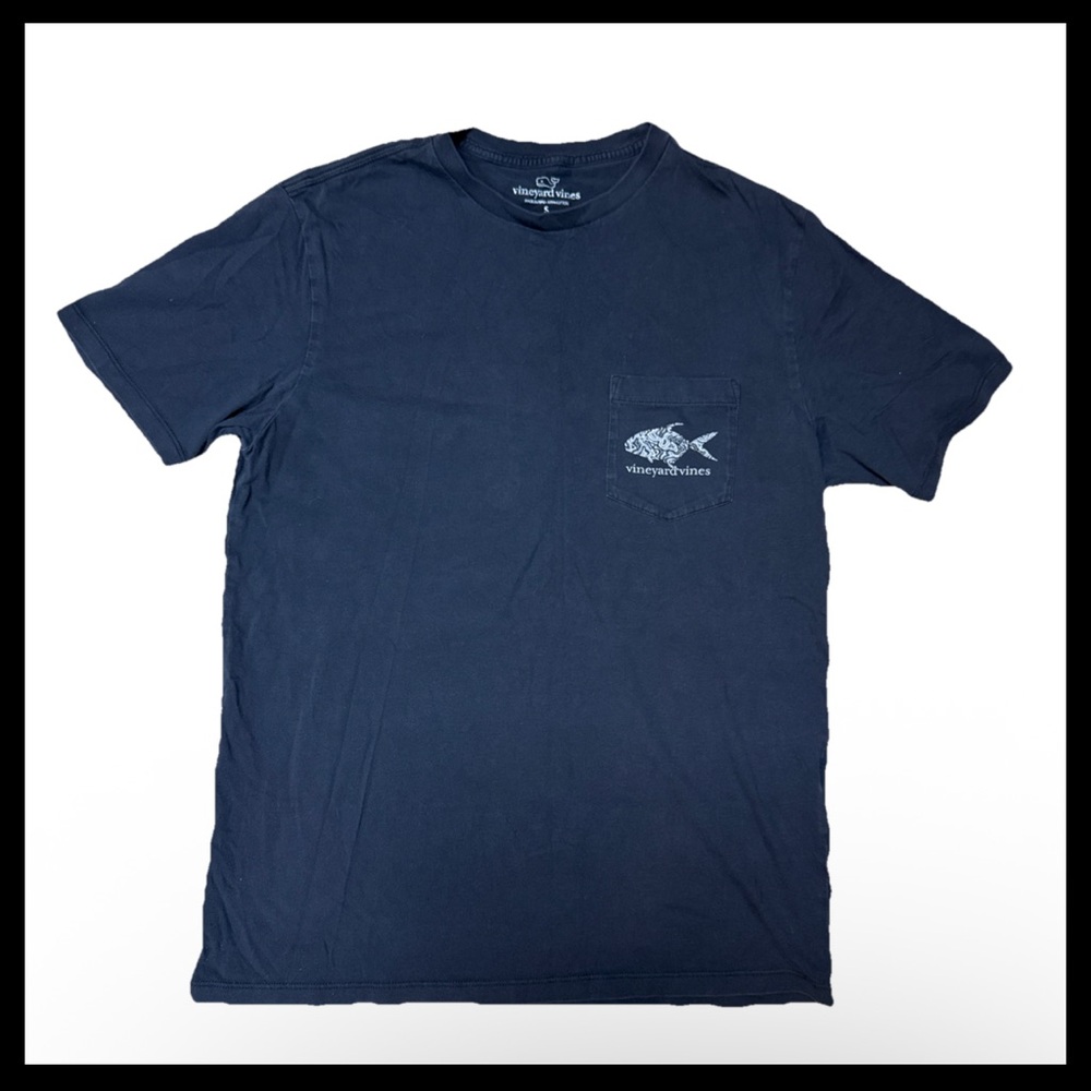 Vineyard Vines Mens T-shirt Black W/ Pocket Skater Surfing Streetwear Style Sz S